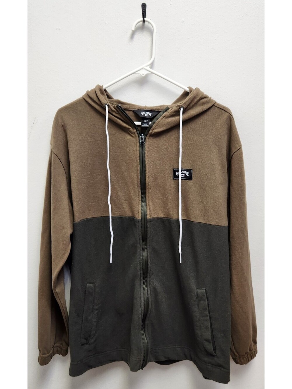 Billabong Abner Colorblock Full Zip Hoodie Brown Size Medium Textured Pique Knit